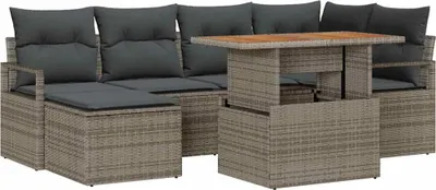 Obrázok produktu pre vidaXL Záhradná sedacia súprava s úložným priestorom 7 ks Grey Poly Rattan