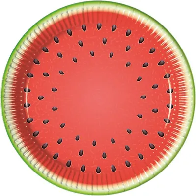 Image de Assiettes en carton « Pastèque estivale » 23 cm, lot de 8