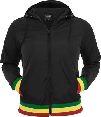 Produktbild von URBAN CLASSICS FRAUEN LADIES WINDRUNNER WINDBREAKER JACKE, Größe:XS, Farbe:black/rasta