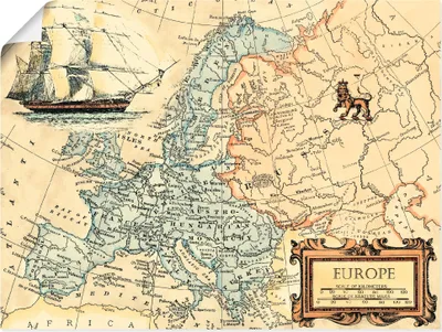 Produktbild von ARTland Poster Europakarte Größe: 120x90 cm