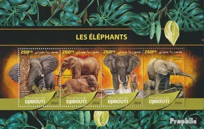 Produktbild von Briefmarken Dschibuti 2016 Mi 1289-1292 Kleinbogen (kompl. Ausg.) postfrisch Elefanten