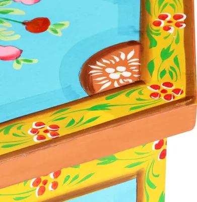 Immagine prodotto di Tavolino Dipinto a Mano Multicolore 38x33x42 cm Massello Mango
