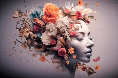 Produktbild von Leinwandbild Flower Woman 150x100 cm