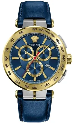 Produktbild von Versace Aion Chronograph Herrenarmbanduhr Blau Gold