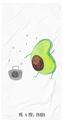 Produktbild von Mr. & Mrs. Panda Strandtuch Avocado Tanzen - Weiß - Geschenk, Musik, Badehandtuch, Duschtuch, Party, Fröhlich, Großes, Reisehandtuch, Singen, Handtuch