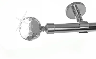 Produktbild von Gardinenstange Edelstahl look, Metall, Durchmesser 20mm Deckenträger D31, 1-läufig, Länge 120, Endkappe E87