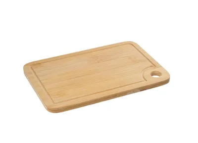 Produktbild von Extra Großes Bambus Schneidebrett 34x24 cm - Massives Holzbrett mit Saftrinne zum Servieren