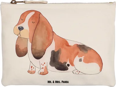 Produktbild von Mr. & Mrs. Panda Etui Hund Basset Hound Grösse XL Große - Weiß - Geschenk, Kulturtasche, Mäppchen, Stoffbeutel, Süß, Kulturbeutel, Sprüche, pencil case, Kosmetiktasche