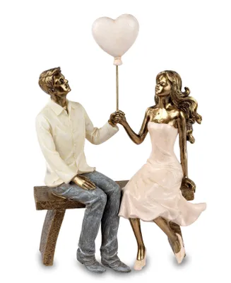 Produktbild von formano Figur Liebespaar Paar auf Bank mit Herz 24 cm Handbemalt Bunte Skulptur