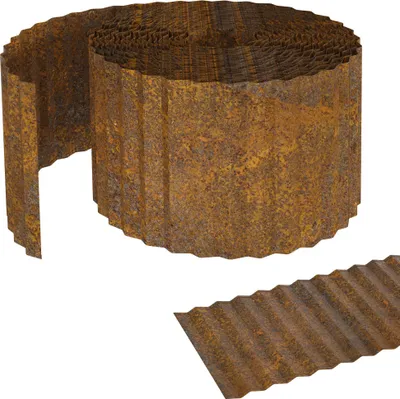 Produktbild von JOIEYOU 5m Metall Rasenkante Roll Flexible Beeteinfassung 15cm Höhe Gartendekorativ Beetumrandung Palisade Schneckenzaun Mähkante für Gartenrasen, Baumschule (Rostig)