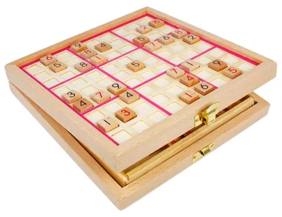 Produktbild von Omgoods – Sudoku 3-in-1 Holzspielbrett – Puzzle-Spaß für einen Spieler