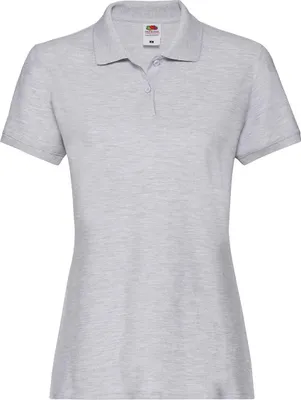 Produktbild von Fruit of the Loom Damen T-Shirt Polohemd kurzarm Poloshirt Polo Shirt, Größe:L (14), Farbe:Heather Grey