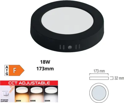 Imagen del producto de 0LDO-016-083-0018-020: Lámpara de techo redonda HOROZ, color , 173x32mm, 230V, 18W, 1660lm. Modelo MILENA-18, con selección de color de luz (3 temperaturas de color).