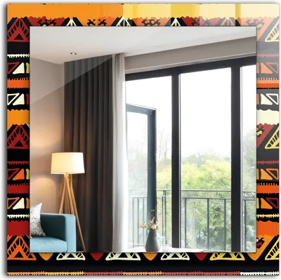 Produktbild von Dekorativer Wandspiegel - Bedruckter Spiegel - Motiv - 60x60 cm - Buntes Ethnisches Muster