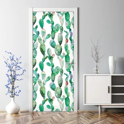 Produktbild von Dekorative Türtapete selbstklebend Klebefolie Türaufkleber Aufkleber Aquarell Kaktus 85 x 200 cm