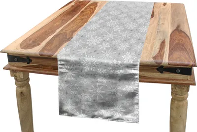 Immagine prodotto di ABAKUHAUS Runner da tavola natalizio, neve, sala da pranzo cucina Runner da tavola decorativo rettangolare, 40 x 180 cm, grigio bianco