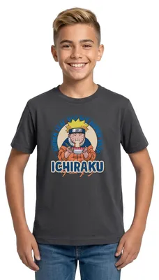 Produktbild von Spreadshirt Naruto Ichiraku Hidden Leaf Village Ramen Shop Teenager T-Shirt, 152/164 (12-14 Jahre), Dunkelgrau