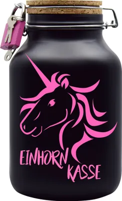 Produktbild von Spardose Geld Geschenk Ideen Einhorn Kasse Schwarz Größe XXL 3 Liter
