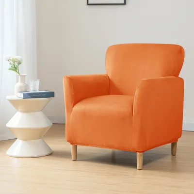 Produktbild von Sesselbezug 1 Sitzer Club-Stuhlbezüge Sesselhusse, Sofaüberzug Clubsessel Sessel Bezug Für Möbelschutz,Orange