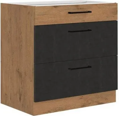 Immagine prodotto di Mobile da cucina con cassetto inferiore 80 cm ZHILAN - rovere lancillotto/matera