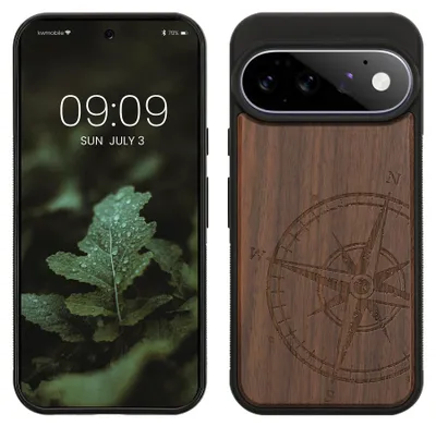 Produktbild von kwmobile Handyhülle für Google Pixel 11 Pro Hülle Holz - Case mit TPU Bumper - Stoßfestes Hardcase - Schutzhülle Cover in Dunkelbraun
