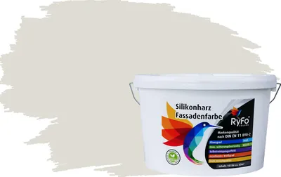 Produktbild von RyFo Colors Silikonharz Fassadenfarbe Lotuseffekt Trend Weißgrau 10l - bunte Fassadenfarbe, weitere Grau Farbtöne und Größen erhältlich, Deckkraft Klasse 1