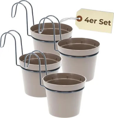 Produktbild von Hängender Blumentopf 4er Set Hängeblumentopf Hänge Blumentopf zum Einhängen Hängetopf Für Pflanzen Hängepflanzen Topf Balkon Hängender Pflanztopf mit Halterung Haken