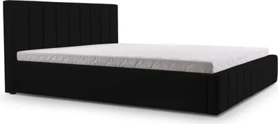 Produktbild von MOEBLO Polsterbett Bett 01 – Doppelbett mit Kopfstütze, Rahmenbettgestell, Bettkasten, Lattenrost und gepolstertem Kopfteil - 180x200 - Black (TRINITY 16)