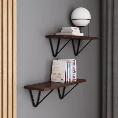 Produktbild von AKKE Walnuss Hängeregal WIRE modern LOFT-style LxB: 80x20 cm