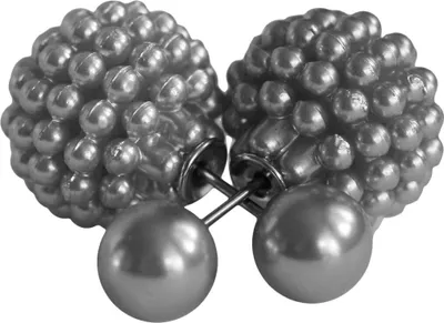 Produktbild von Modeschmuck Doppelperlen Ohrstecker mit kleinen Perlen Farbe - Silber