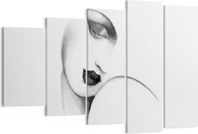 Produktbild von Bild auf Leinwand - Leinwandbild - 5 Teile - Porträt Frau Skizze - 150x100cm - Wand Bild - Wanddeko - Wandbilder - Leinwanddruck - Bilder - Wanddekoration - Leinwand bilder - Wandbild - EG150x100-4475