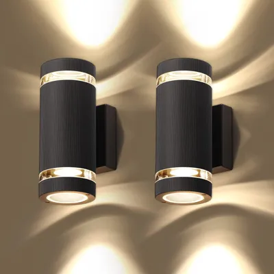 LED-Außenwandlampe 2er-Set IP65 3000K warmweiß Aluminium schwarz