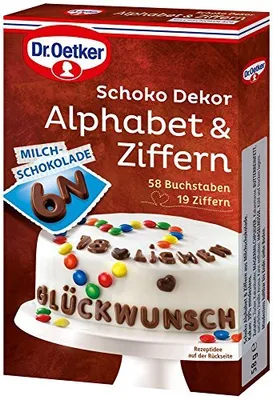 Produktbild von Dr. Oetker Schoko Alphabet Ziffern und Buchstaben für Backkreationen 58g