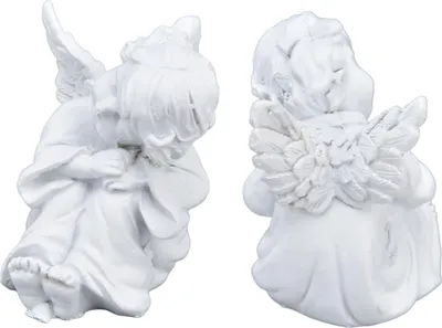 Image de Statue de chérubin en résine synthétique Figurines de bébé en blanc pour décoration de fête Statue de chérubin à gauche