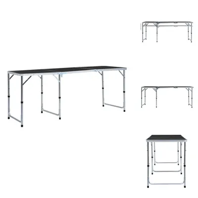 Produktbild von vidaXL Klappbarer Campingtisch Grau Aluminium 180 x 60 cm -  Campingmöbel