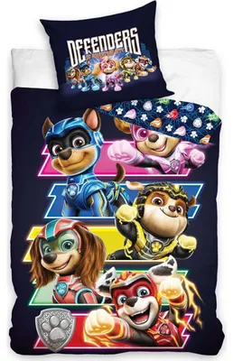 Imagen del producto de Carbotex. Juego de sábanas de algodón de 140x200. Funda de almohada de la Patrulla Canina, color azul marino, 70x90. Modelo C24
