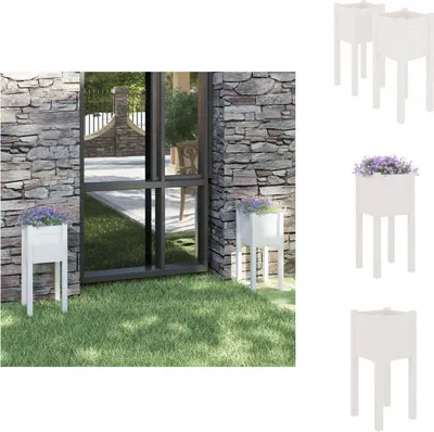 Immagine prodotto di vidaXL Fioriera 2 pz. Bianco 31x31x70 cm in legno di pino massiccio - Vasi da fiori e fioriere