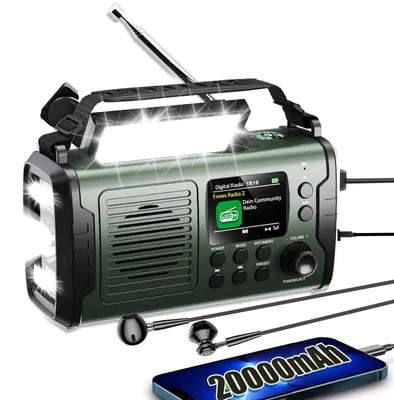 Productafbeelding van 20.000 mAh DAB/DAB+/FM draagbare radio, oplaadbaar, 11-in-1