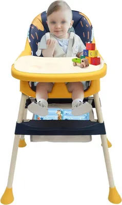 Image de Chaise haute pour bébé, design pliable, double plateau amovible, MYNN6JR9WDWMT