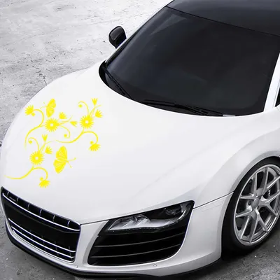 Produktbild von Aufkleber - Autoaufkleber "Blumenranke Tina" 60cm x 60cm gelb - Tuning Carystyling Heckscheibe Auto