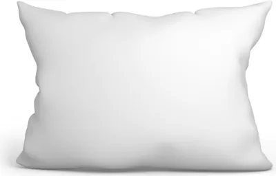 A white pillow on a white background.