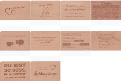 Produktbild von Holzpostkarten-Set "Ich liebe Dich!"