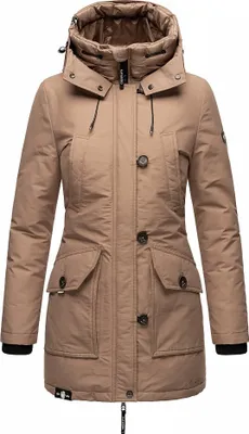 Produktbild von Navahoo Damen Winterjacke Langer Parka Warm Stepp Mantel mit Kapuze Freezestroorm Taupe Gr: 36 - S