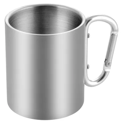 Produktbild von Thermobecher Edelstahl 280 ml mit Karabiner Trinkbecher Doppelwandig Isolierbecher Kaffee Thermo Tasse Edelstahlbecher