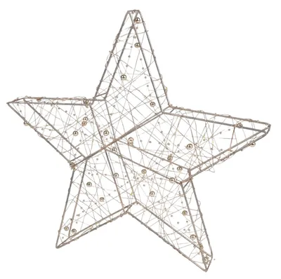 Produktbild von Drahtstern mit LED Beleuchtung H=33cm gold silber Weihnachtsdeko Weihnachtsstern, Farbe:gold