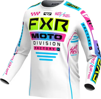 Imagen del producto de Camiseta de motocross FXR Podium Gladiator 2024, color blanco//azul, talla L