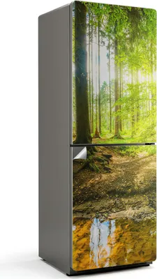 Produktbild von Waldlandschaft mit Wasser – Kühlschrank Aufkleber – Klebefolie Kühlschrank – Kühlschrank Dekor – Kühlschrankfolie selbstklebend – Küchen Dekoration – 70x190 cm
