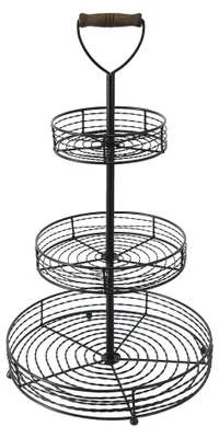Productafbeelding van Clayre & Eef etagère met 3 lagen, diameter 34 cm, hoogte 59 cm, zwart, ijzer