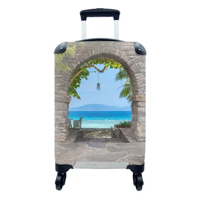 Produktbild von MuchoWow® Koffer Handgepäck Trolley Rollkoffer Kleine Reisekoffer mit 4 Rollen - Strand - Meer - Tropisch - Sommer - Aussicht - Cabin Size < 55x40x23 cm & 55x40x20 cm - Fotokoffer - Kabinenkoffer - Boardgepäck - Reise-Box - Reisekoffer - Reisegepäck - Koffer mit Bild - Trolley für Kinder