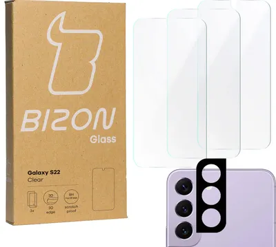 Produktbild von Gehärtetes Glas Bizon Glass Clear - 3 Stück + Kameraschutz für Galaxy S22